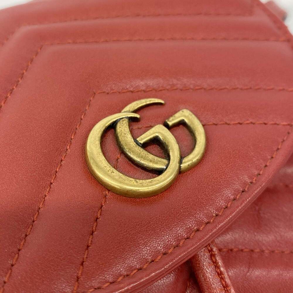 GUCCI Authentic Red Leather GG Marmont Backpack - Picture 9 of 12